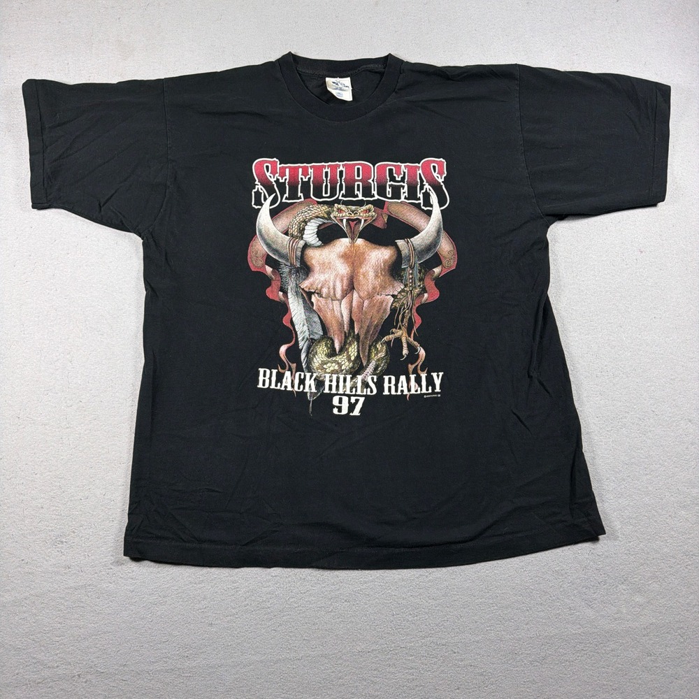 Sturgis 1997 Shirt Men XXL Black Hills Rally Black Vintage Single Stitch 90s
